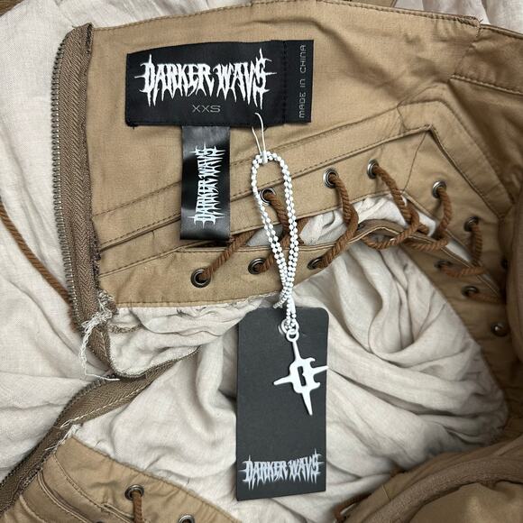 Dolls Kill XXS Darker Wavs Handkerchief Dress Brown Vegan Leather Asymmetrical - Picture 6 of 6